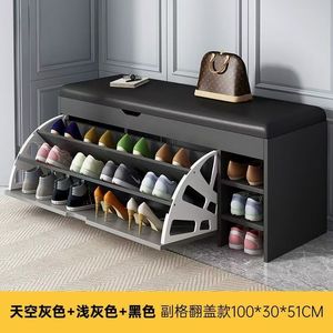 Entryway shoe-changing <b>bench</b> for household use with a built-in shoe cabinet and seat Soft-padded seat for shoe <b>rack</b> - Product Image 3