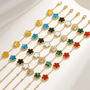 Bracelet Trèfle Double Face 13 mm pour Femme, Plaqué Or 18 carats, Acier Inoxydable, Ne Ternit Pas, Style Polyvalent, Bestseller Transfrontalier - Product Image 1