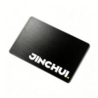 Carte de visite de luxe en acier inoxydable de haute qualité avec logo personnalisé, surface noire VIP et puce NFC en option