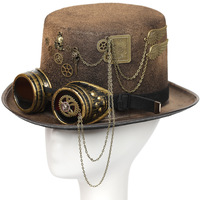 Chapeau haut-de-forme steampunk Tiegan, style moderne, en polyester, taille 56-60 cm, pour accessoires de fête d'Halloween et de carnaval