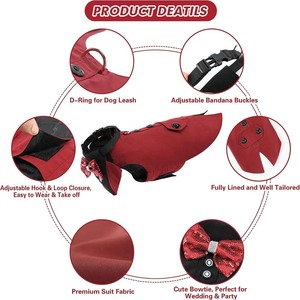 Chaleco para Perro, Traje Formal con Lazo de Lentejuelas Rojo y Negro, Disfraz para Mascotas para Bodas, Material de Poliéster para las Cuatro Estaciones - Product Image 3