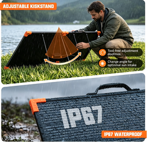 Panneau solaire monocristallin pliable portable 100W, efficacité 25,8%, étanche IP68, chargeur solaire Jackery EcoFlow - Product Image 4