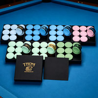QK-03 9 pièces/boîte Craie de billard Taom professionnelle pour pointe de queue de snooker et de pool, haute densité, haute rotation, sans résidu, application fluide