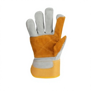 Gants de travail en cuir de vachette pleine fleur de haute qualité avec dos en coton perforé résistant à l'abrasion pour la construction et l'industrie - Product Image 5
