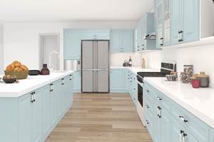 High End American Modern Tiffany Blue Lacquer Finished Shaker Style Door Panels <b>Kitchen</b> Furniture <b>With</b> Stone <b>Island</b> - Product Image 2