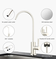 Robinet purificateur d'eau manuel à osmose inverse en acier inoxydable 304, rotation à 360 degrés, pour cuisine et usage domestique, design élégant, produit phare