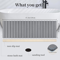47x16 Inch Long Diatomaceous Earth Stone Bath Mat High Absorbency Foldable Bathroom Runner Mat Rugs Bathtub Mats