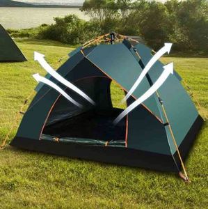 Tente familiale automatique en toile de polyester pliable moderne pour 3-4 personnes, portable et instantanée pour l'extérieur - Product Image 1