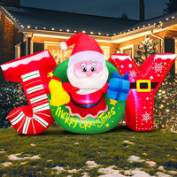 Guirlande gonflable JOY de 7 pieds avec Père Noël, cloche, boîte cadeau et lumière LED pour la décoration de jardin, pelouse, maison, fête de Noël en extérieur