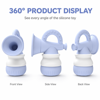 Jouet aquatique en silicone pour bébé, en forme de corne, jouet de bain sans couture avec poignée en arc et points texturés, pour le plaisir aquatique, vente en gros OEM