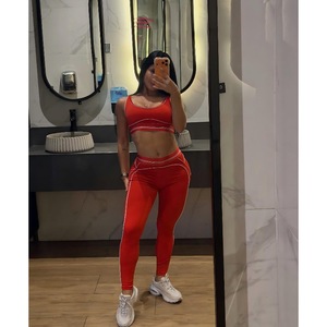 Q6256 Fashion Sleeveless Sports <b>Crop</b> <b>Top</b> High-Waisted Tummy-Tightening Abs-Training Fitness Yoga Set - 12 Colors in Stock - Product Image 6