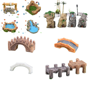 Pxwg table de sable modèle micro-paysage pile piscine prairie rétro bien montagne eau pont en bois étape bateau - Product Image 1