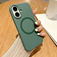 Coque arrière Magetic en silicone avec cadre métallique pour iPhone 16 Pro Max