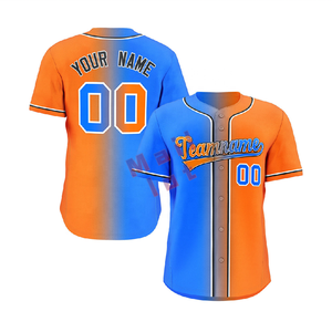Jersey de béisbol personalizado, venta al por mayor, tela de poliéster frontal con botones, ropa de equipo atlético para juegos de Club Escolar y Liga - Product Image 1