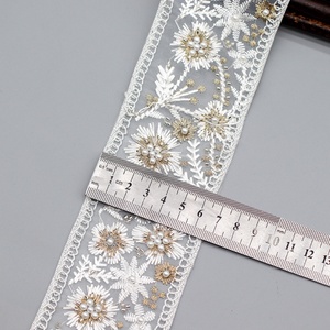 Tela de malla bordada con cuentas de organza y encaje de perlas de 6.5CM para accesorios de dobladillo de vestidos infantiles y ribetes de encaje para vestidos de novia DIY - Product Image 4