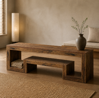 Meuble TV vintage en bois 63 pouces, centre de divertissement style ferme avec étagères ouvertes pour salon