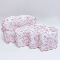Pochette en nylon sans couture Chinoiserie Toile de Jouy avec fermeture éclair, motif girafe et éléphant, pour femme, étui de rangement de voyage, organiseur de maquillage, sacs cosmétiques