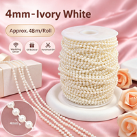 Guirlande de perles rondes en ABS imitation nacre 3/4/5 mm pour décorations de fête et de sapin de Noël