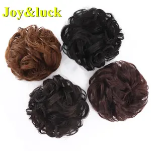 Groothandel Prijzen Vrouwen Knot Wedding Zwart Golvend Krullend Rubberen Band Elastische Mode Donut Synthetisch Haar Accessoire Chignon