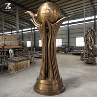 Trophée de basketball en bronze, sculpture artisanale en métal, patine antique, respectueux de l'environnement, monument sportif pour campus, stade, club et place publique