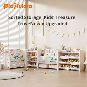 Étagère de rangement pour jouets de chambre d'enfant Playful Era en HDPE gris et blanc, style simple/ins, pour ranger jouets et décorations - Modulaire - Product Image 3