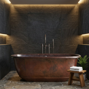 Baignoire martelée à prix abordable et très demandée pour villas de luxe avec finitions patinées - Artisanat indien - Product Image 2