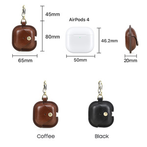 Estuche para Auriculares de Cuero Genuino Vintage con Cierre a Presión, Funda Protectora a Prueba de Golpes de Cobertura Total para Airpods 4 - Product Image 5