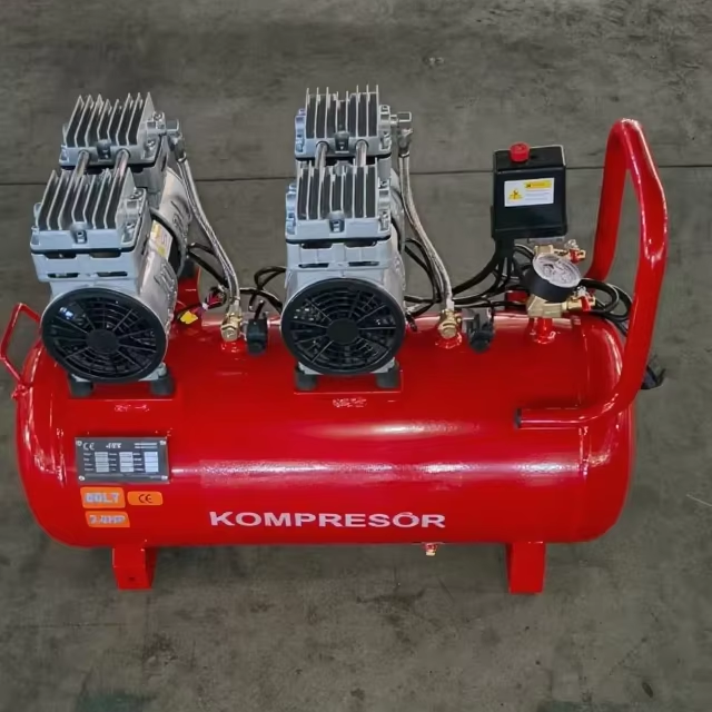 750W*2 AC Silent Noise Lubricated Oil-Free Motor Compressor High-Powered 60L Tank Industrial Air Compressors Pump New Technology