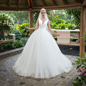 Mới bán chạy nhất sexy cut-out sâu V cổ áo cưới | thanh lịch chắp vá áo choàng dài - Product Image 5