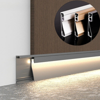 Barre de profilé en aluminium 1m 60/80mm, éclairage LED 2-en-1 combiné, plinthe métallique, canal pour bande LED rigide, lampe linéaire pour sol et mur