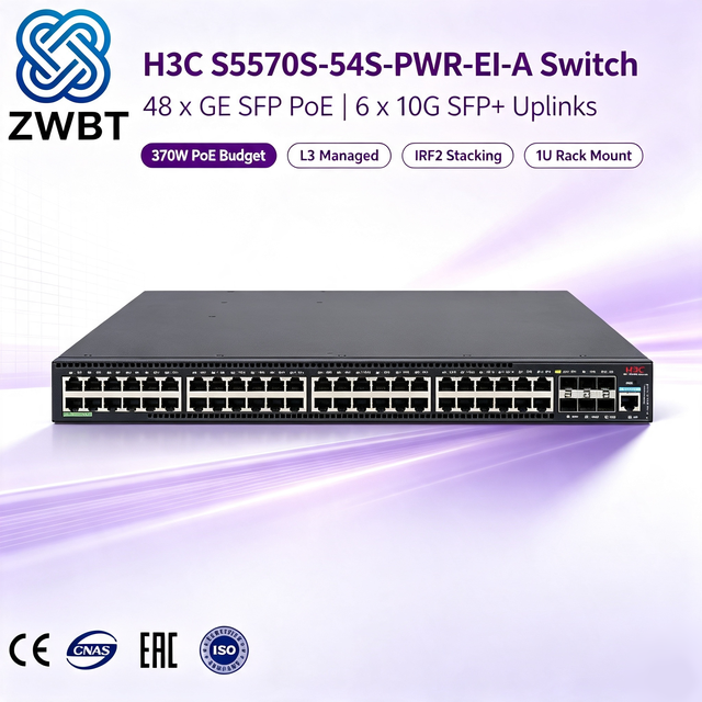 H3C S5570S-54S-PWR-EI-A 54-Port 1G Ethernet Switch with POE SNMP QoS Support-in Stock