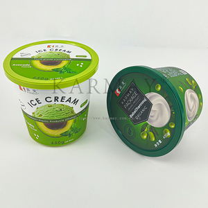 ถ้วยไอศกรีมพลาสติก PP ยี่ห้อ KARMAY พร้อมฝาปิด ทรงกลม สำหรับใส่อาหาร ลายอะโวคาโด พิมพ์ลายดิจิตอล - Product Image 3