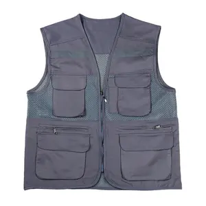 Hot sale Cheap Price Nylon Road Worker Uniform Half Zipper V-neck Men's waistcoat With Reflective Stripe Four Pockets Vest