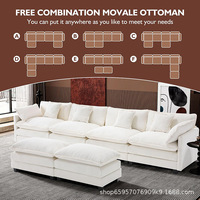 VONLIVA Canapé Modulable de Luxe Moderne Convertible et Inclinable pour Appartement et Villa, en Tissu Chenille Compressé, Forme en L Carrée