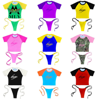 Maillot de bain trois pièces en spandex et polyester pour femme, avec logo personnalisé, marque privée, style brésilien