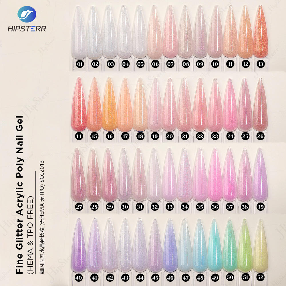 เจลทาเล็บโพลีอะคริลิคกลิตเตอร์เนื้อละเอียดปราศจากสารเคลือบเงา