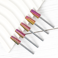 Fraise à ongles en carbure de tungstène de haute qualité, logo personnalisé, 5 en 1, 7 mm, conique, sirène, super coupe, 5XC, vert, lime à ongles rose