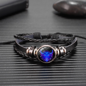 Bracelet en cuir tressé lumineux avec signe <span class=keywords><strong>du</strong></span> zodiaque <span class=keywords><strong>chinois</strong></span>, bijou porte-bonheur, bracelet qui brille dans le noir, astrologie - Product Image 3