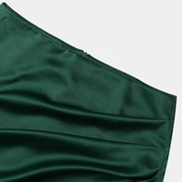 Falda Plisada de Raso de Cintura Alta con Abertura, Estilo Europeo y Americano, Color Sólido, con Cremallera y Cola de Pez, Tallas S-XL
