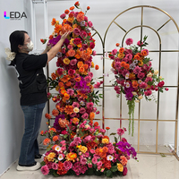 Nouvelle combinaison de couleurs orange et rose vif, chemin de table en fleurs au toucher réel pour la décoration de baby shower, idéal pour la décoration d'événements