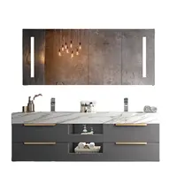 Bathroom Vanity China Supplier Modern Wall Mounted Large 4 Drawer Storage Cabinet LED Mirror Bathroom Vanity With Double Sink