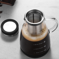 Cafetière à infusion froide 1300ml cafetière glacée infuseur de thé avec filtre à mailles en acier inoxydable réutilisable facile à nettoyer
