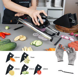 野菜VシェイプVスライサー多機能ステンレス鋼調整可能マンドリンスライサー可変ブレード付き - Product Image 2