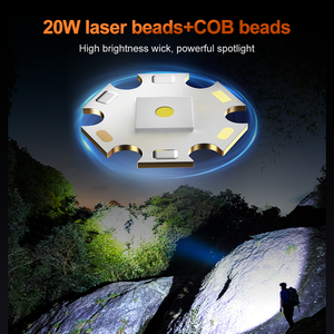 Đèn pin Helius 20W <span class=keywords><strong>LED</strong></span> <span class=keywords><strong>COB</strong></span> công suất cao ánh sáng vàng xanh tím có cổng USB, đèn báo pin, dung lượng lớn dùng cho cắm trại, đi bộ đường dài - Product Image 2