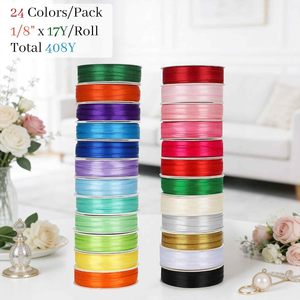 Ruban en polyester de haute qualité, 3/8 pouce (10 mm), 100 yards, rouleau de ruban satiné simple face ou double face pour emballage cadeau - Product Image 2