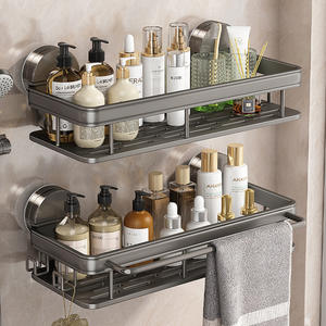 Étagère de rangement à ventouse 50x30cm, murale, pour salle de bain, durable, rectangulaire, avec réglage en hauteur et adhésif réutilisable - Product Image 3