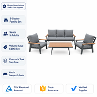 Offre Spéciale : Économisez 100 $ par ensemble – Canapé d'extérieur en aluminium 3 places + 2 chaises, table en poly-bois teck anthracite pour projets hôteliers