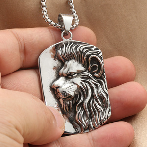Lion Pendant Stainless Steel Animal Themed Men's Necklace Gift Jewelry - Product Image 3
