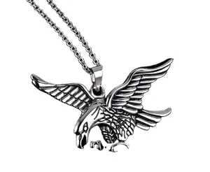 Alas, moda de feroz águila colgante de Metal collar pájaro Animal encanto hombres Hip Hop collar de acero inoxidable