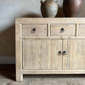 Reclaimed Small Cabinet Chatwell Rustic Solid Elm Sideboard <b>Cupboard</b> Buffet Vintage Farmhouse Living Room Entryway Storage - Product Image 5